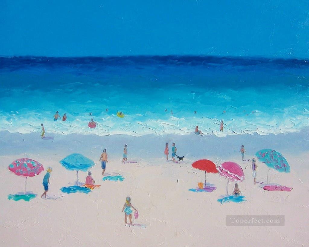 暑い夏の日のビーチ子供の印象派油絵